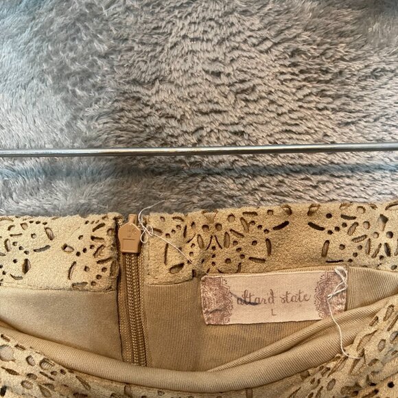 Altard State Juniors Faux Suede Leather Mandala Geometric Circle Skater Skirt L - Picture 6 of 11